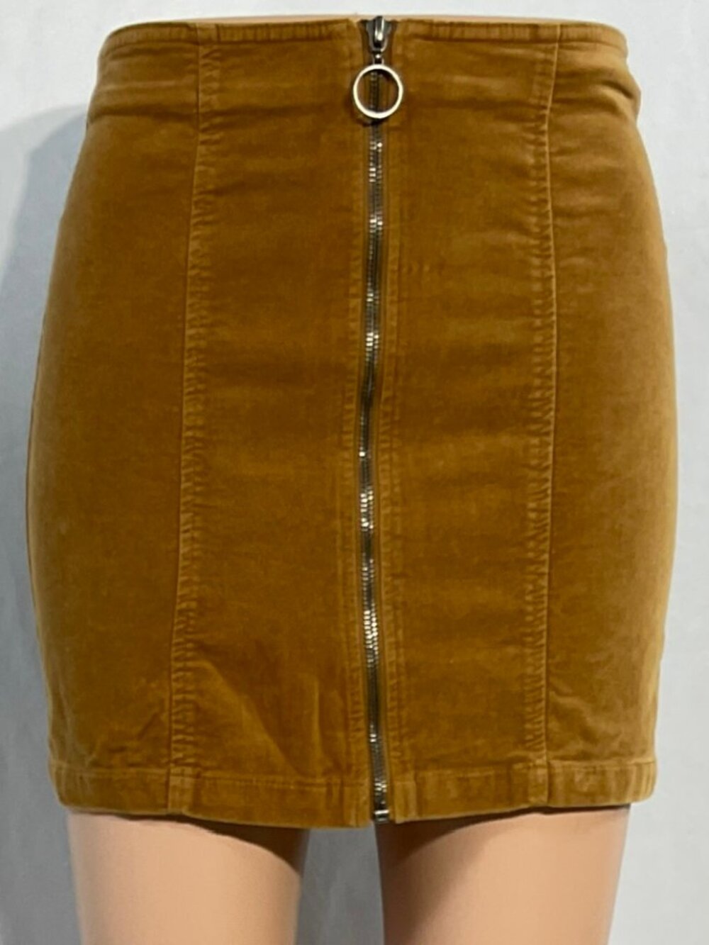 Forever 21 Sz S Faux Suede Stretch Full Front Zip Mini Skirt Womens 00148164
